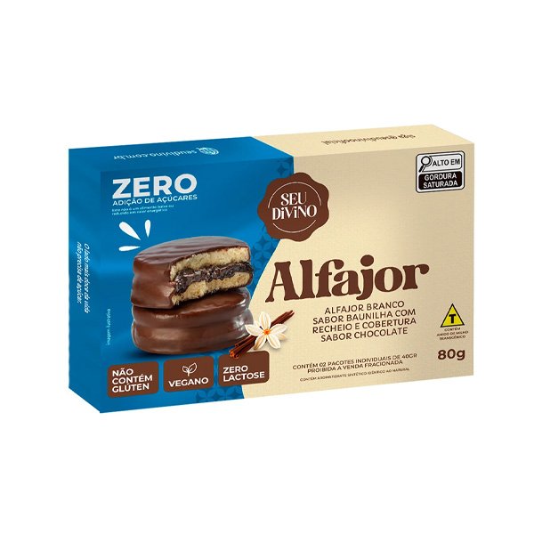 Alfajor Branco c/ Recheio de Chocolate Zero Seu Divino