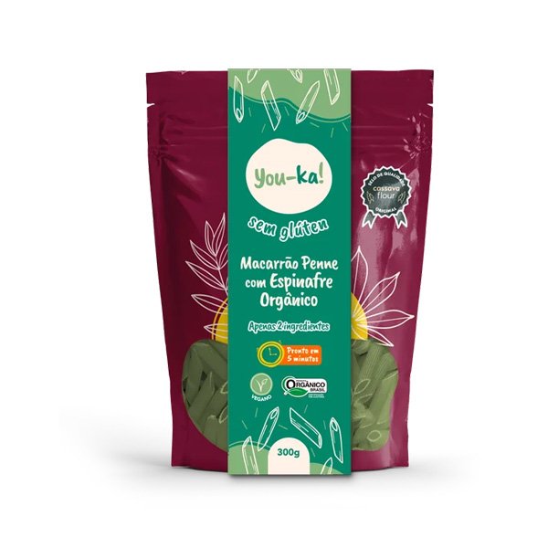 Macarrão Penne Espinafre s/ Glúten You-ka!